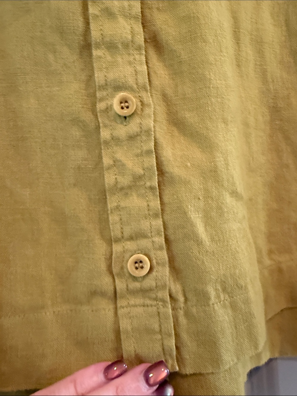 Madewell Short-Sleeve Button-Front Cropped Linen Shirt in Pistachio Green - Picture 4 of 7